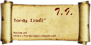 Tordy Izsó névjegykártya